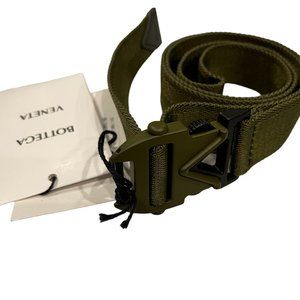 Bottega Veneta 657166 Men's Unisex Nylon and Leather Adjustable size green belt